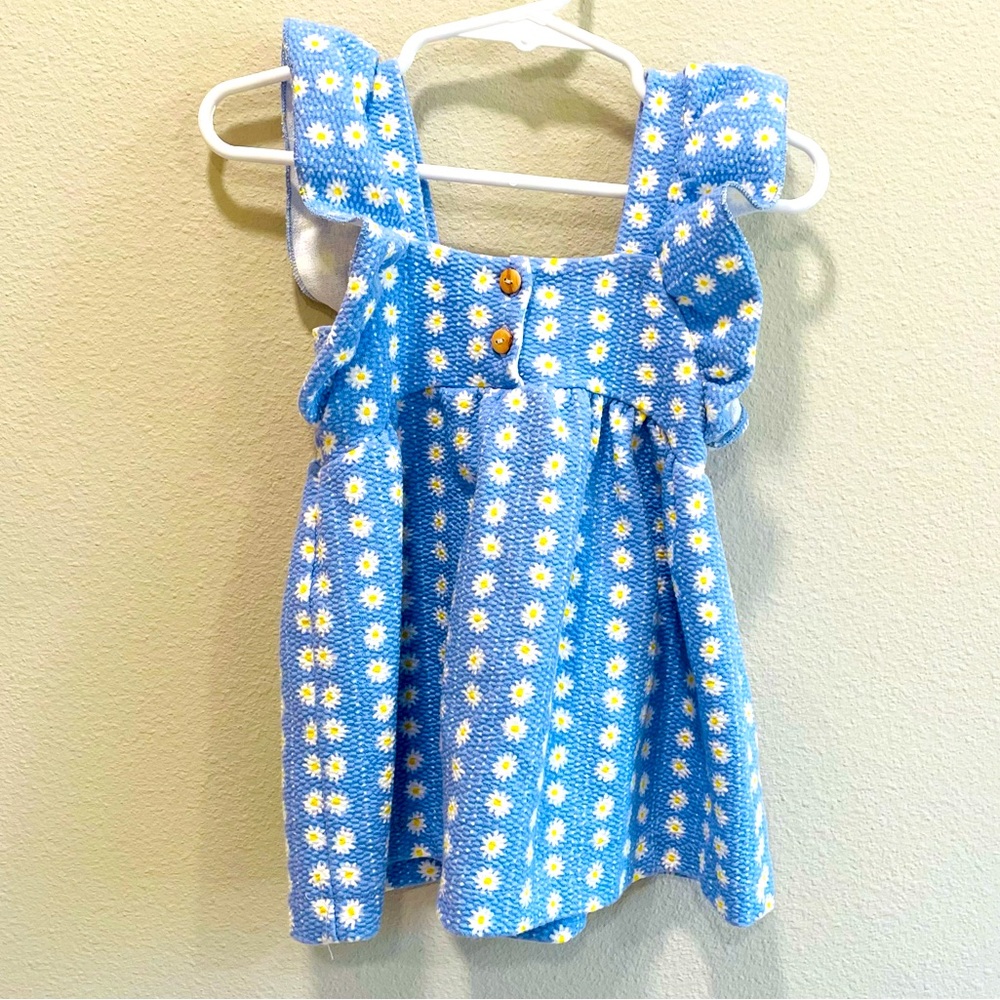 Zara- Daisy blue and white flutter dress baby short sleeve 9-12 months